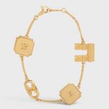 Celine Women Maillon Triomphe Signature Bracelet in Brass with Gold Finish