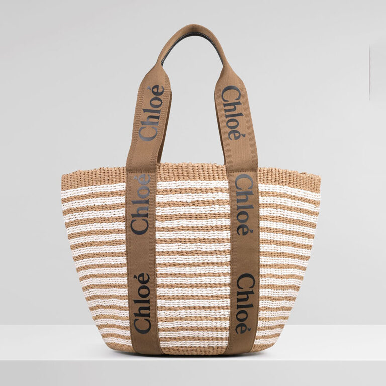 Chloe Women Large Woody basket in Fair-Trade Paper with the Woody Ribbon
