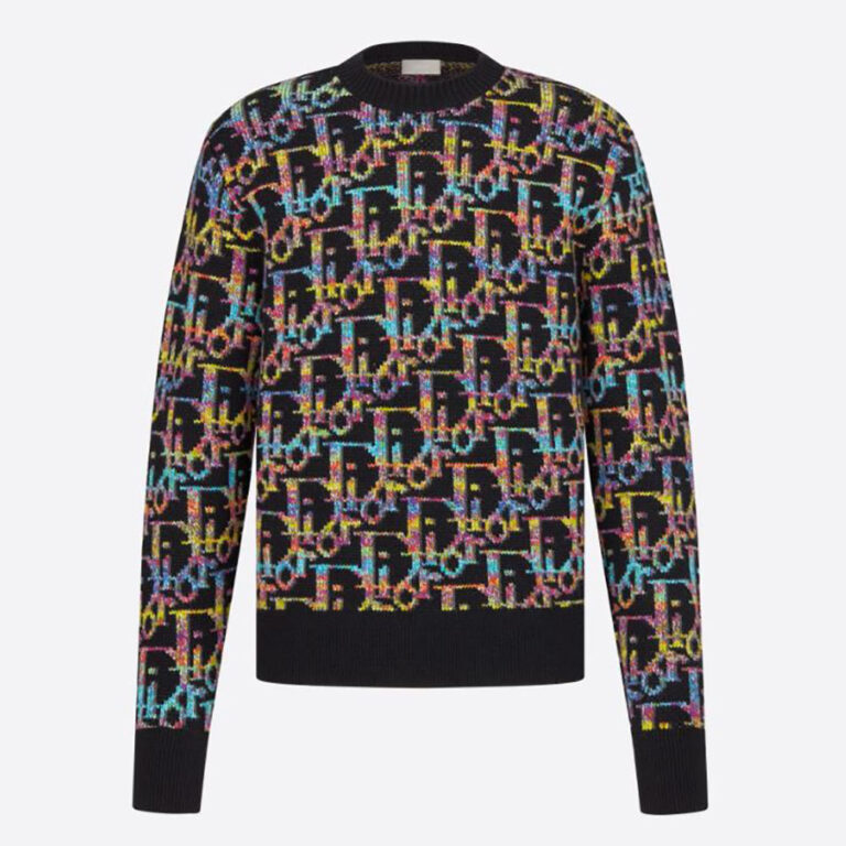 Dior Men Oblique Sweater Black Wool Jacquard