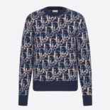 Dior Men Oblique Sweater Navy Blue Wool Jacquard