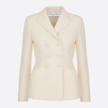 Dior Women 30 Montaigne Bar Jacket White Double-Breasted Wool and Silk