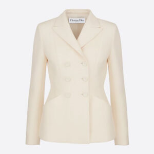 Dior Women 30 Montaigne Bar Jacket White Double-Breasted Wool and Silk