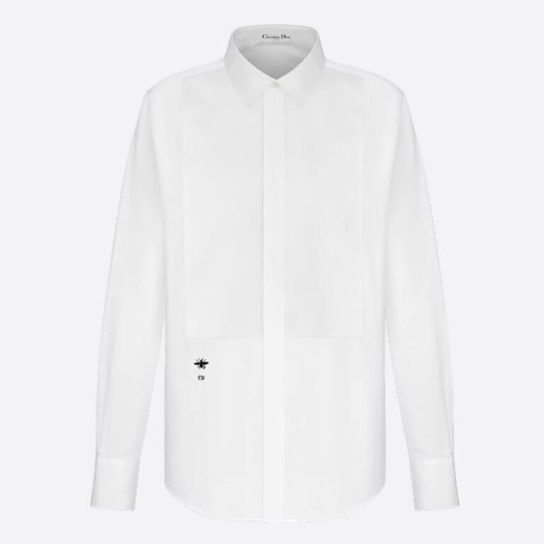 Dior Women Blouse with Plastron White Cotton Poplin