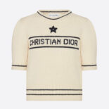 Dior Women Christian Dior Short-Sleeved Sweater Ecru Cashmere and Wool Knit