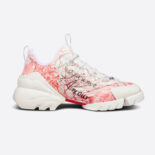 Dior Women D-connect Dioramour Sneaker White and Red D-Royaume d'Amour Printed Technical Fabric