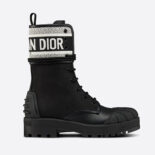 Dior Women D-major Ankle Boot Black and White Technical Fabric and Black Calfskin