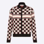 Dior Women Dioramour Bomber Jacket Black White and Red D-Chess Heart Double-Sided