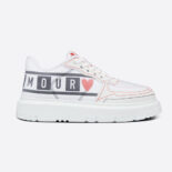 Dior Women Dioramour Dior Addict Sneaker White Black and Red D-Chess Heart Calfskin and Technical Fabric