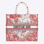 Dior Women Dioramour Dior Book Tote Red and White D-Royaume D Amour Embroidery