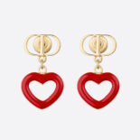 Dior Women Dioramour Earrings Gold-Finish Metal and Red Lacquer