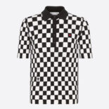 Dior Women Dioramour Polo Shirt Black and White D-Chess Heart Cashmere Knit and Silk