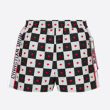 Dior Women Dioramour Shorts Black White and Red D-Chess Heart Technical Taffeta Jacquard
