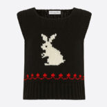 Dior Women Dioramour Sleeveless Sweater Black White and Red Wool and Cashmere