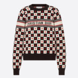 Dior Women Dioramour Sweater Black White and Red D-Chess Heart Double-Sided Technical Cashmere Knit and Wool