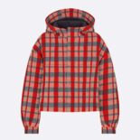 Dior Women Hooded Blouson Red, Black and White Check n Dior Cotton and Wool
