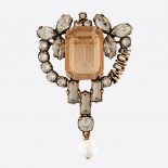 Dior Women J adior Brooch Antique Gold-Finish Metal and a White Resin Pearl