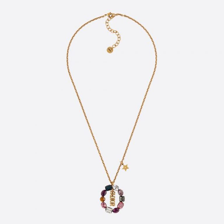 Dior Women J adior Necklace Antique Gold-Finish Metal and Multicolor Crystals