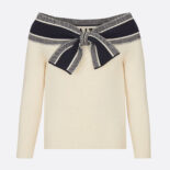Dior Women Sailor Collar Tied Sweater Ecru Cashmere and Wool Knit