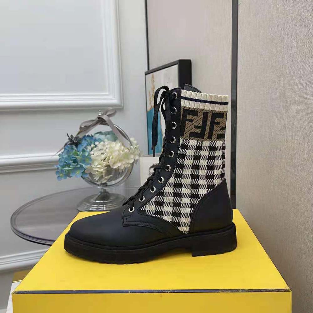 black leather fendi boots