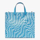 Fendi Women Shopper Blue Glazed Canvas Bag