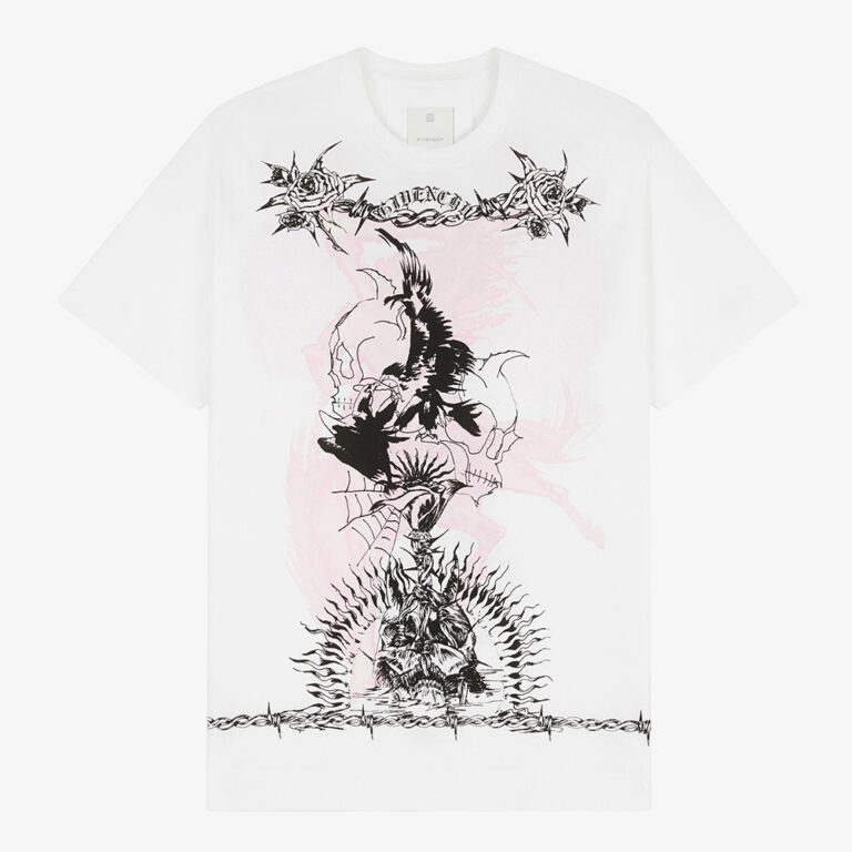 Givenchy Men Gothic Printed Oversized T-Shirt-Pink