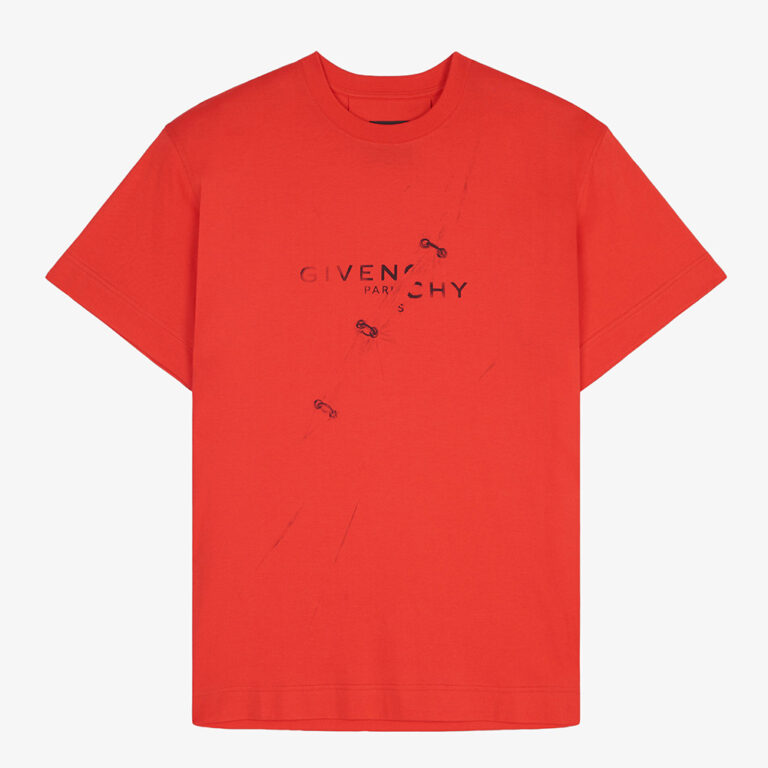 Givenchy Men Oversized T-Shirt with Trompe-L oeil Effect-Red