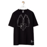 Loewe Men Elephant Embroidered T-Shirt in Cotton-Black