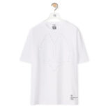 Loewe Men Elephant Embroidered T-Shirt in Cotton-White
