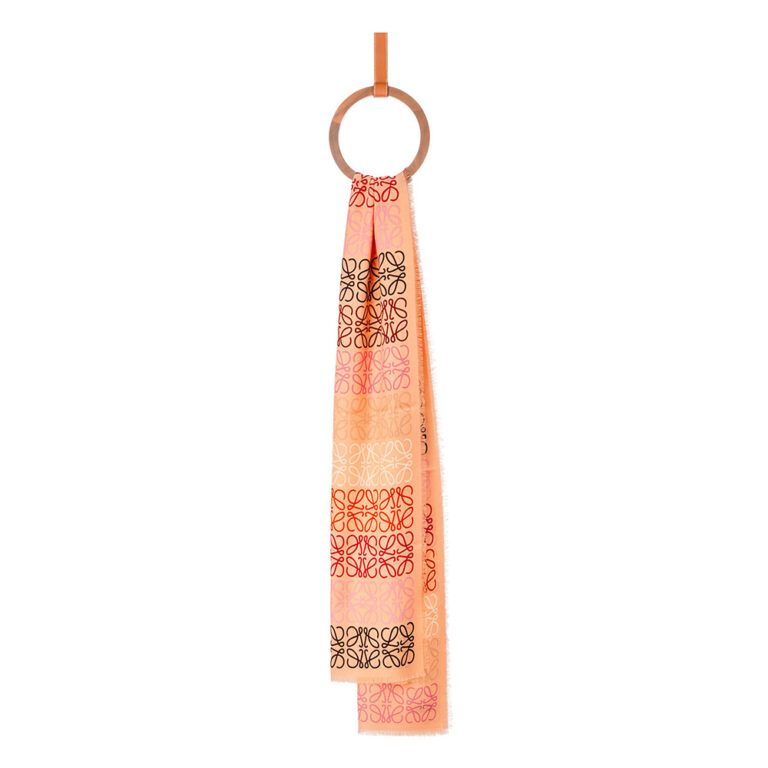 Loewe Women Anagram Lines Scarf in Wool and Cashmere