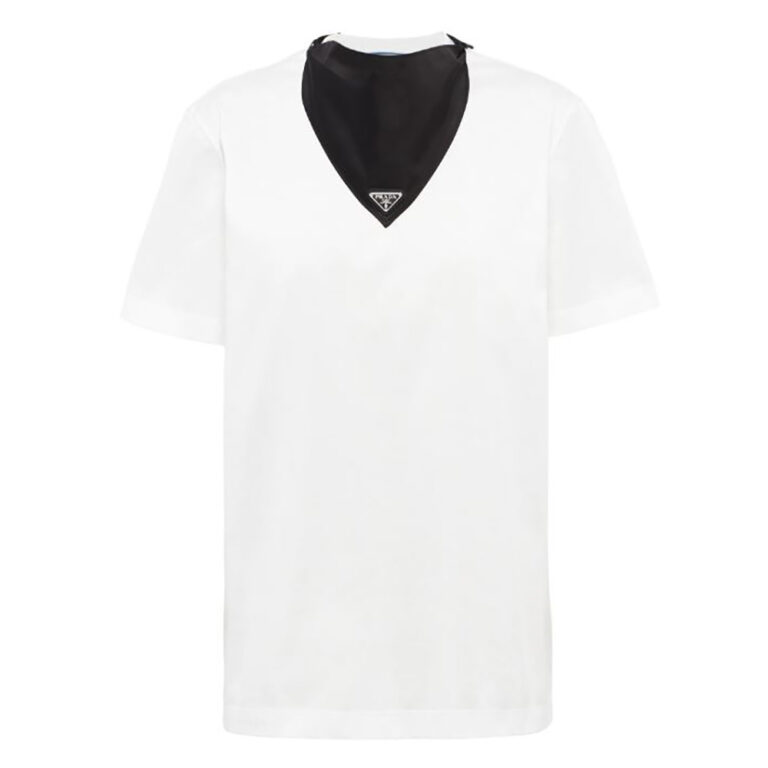 Prada Women Oversized Jersey T-shirt with Bandana
