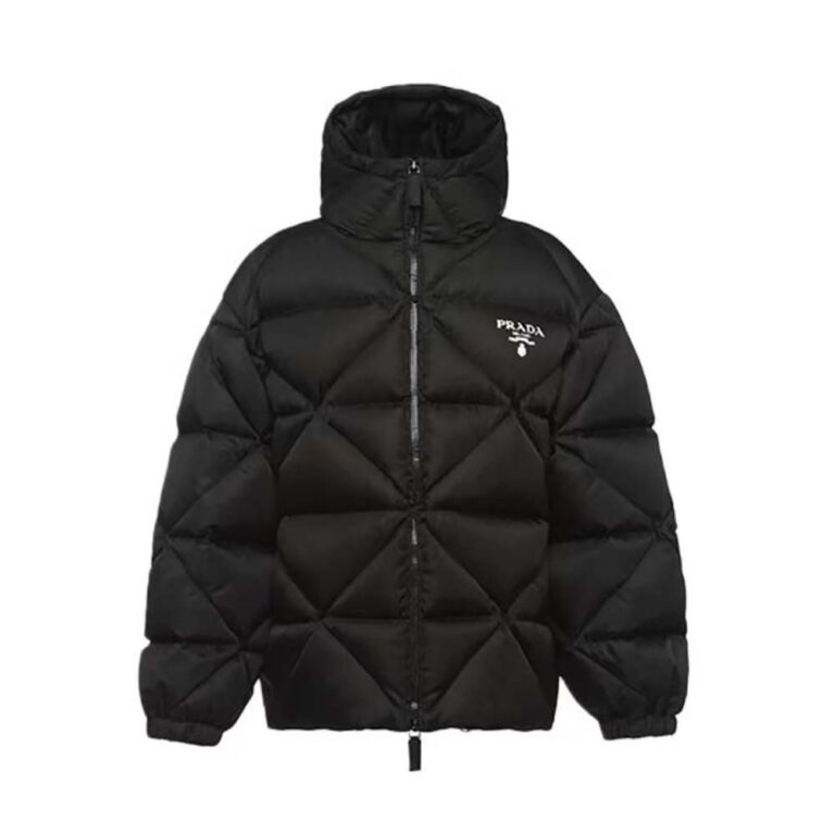 Prada Women Re-Nylon Gabardine Cropped Down Jacket-Black