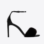 Saint Laurent YSL Women Bea Sandals in Patent Leather and Mink