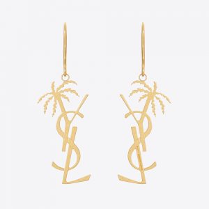 Saint Laurent YSL Women Monogram Palm Earrings in Metal
