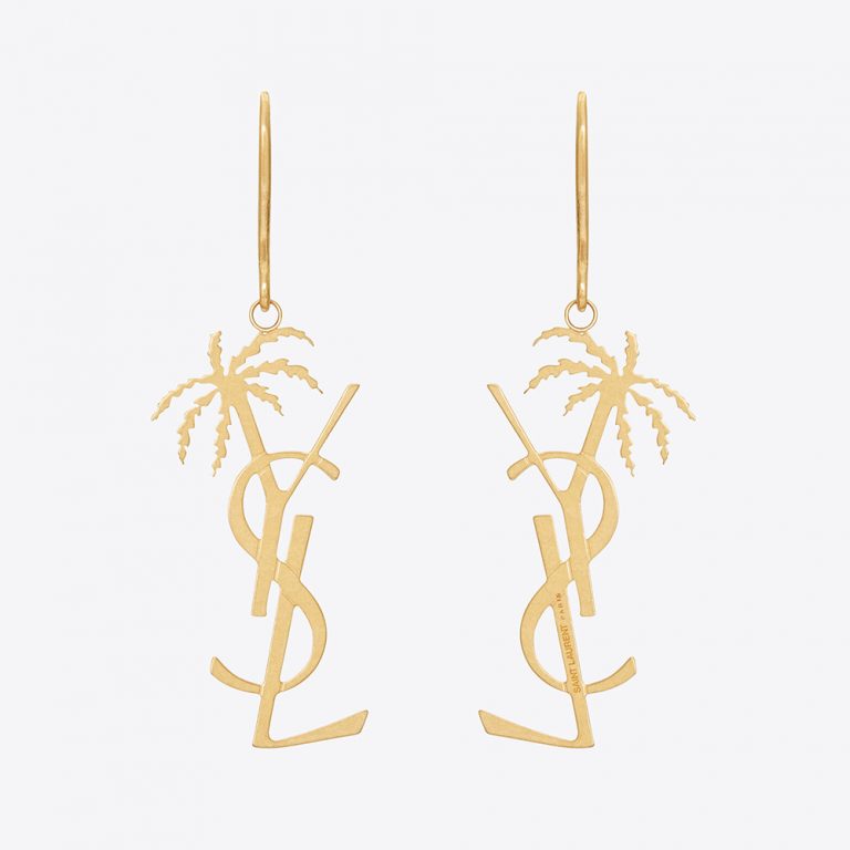 Saint Laurent YSL Women Monogram Palm Earrings in Metal