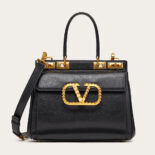 Valentino Women Medium Rockstud Alcove Handbag in Grainy Calfskin-Black