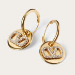 Valentino Women Vlogo Signature Earrings in Metal and Swarovski Crystals