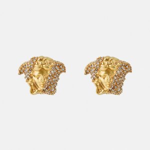 Versace Women Palazzo Dia Crystal Earrings-Gold
