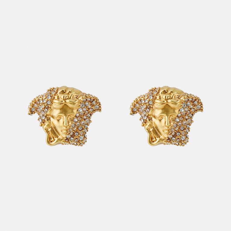Versace Women Palazzo Dia Crystal Earrings-Gold