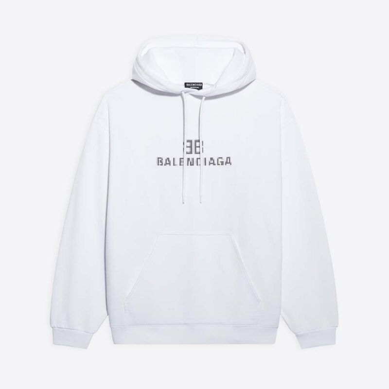 Balenciaga Women BB Pixel Medium Fit Hoodie in White