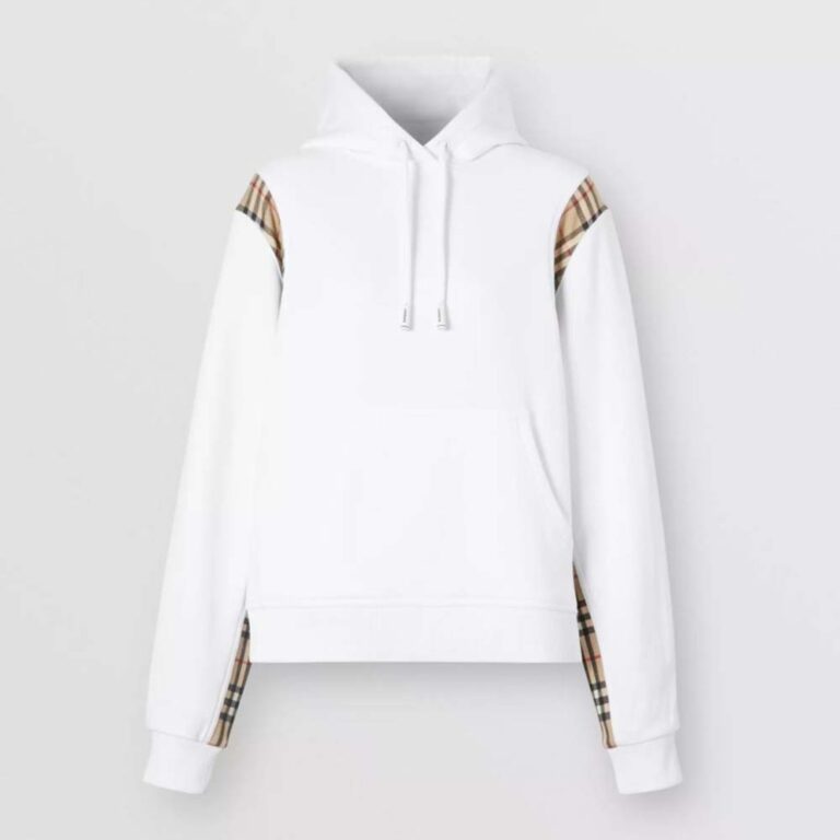 Burberry Women Vintage Check Panel Cotton Oversized Hoodie