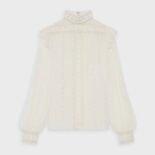 Celine Women Embroidered Blouse in Silk Crepe