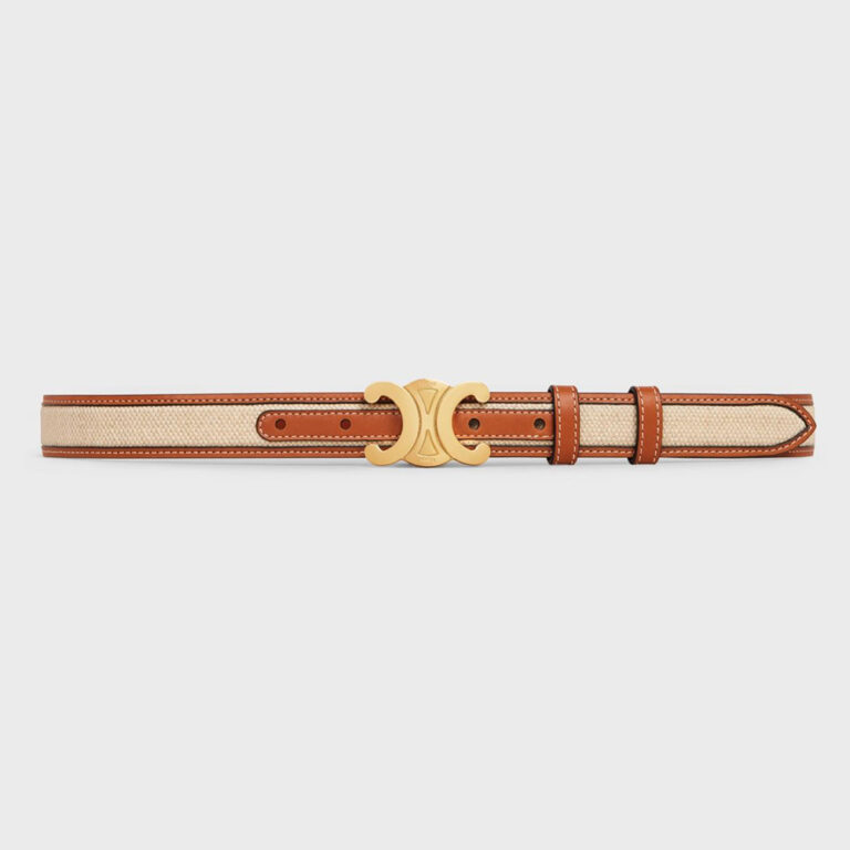 Celine Women Medium Triomphe Belt in Textile and Calfskin