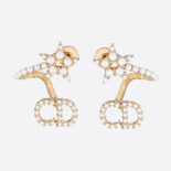 Dior Women Clair D Lune Earrings Gold-Finish Metal and White Resin Pearls