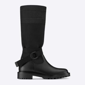 Dior Women D-Major Boot Black Technical Fabric and Calfskin