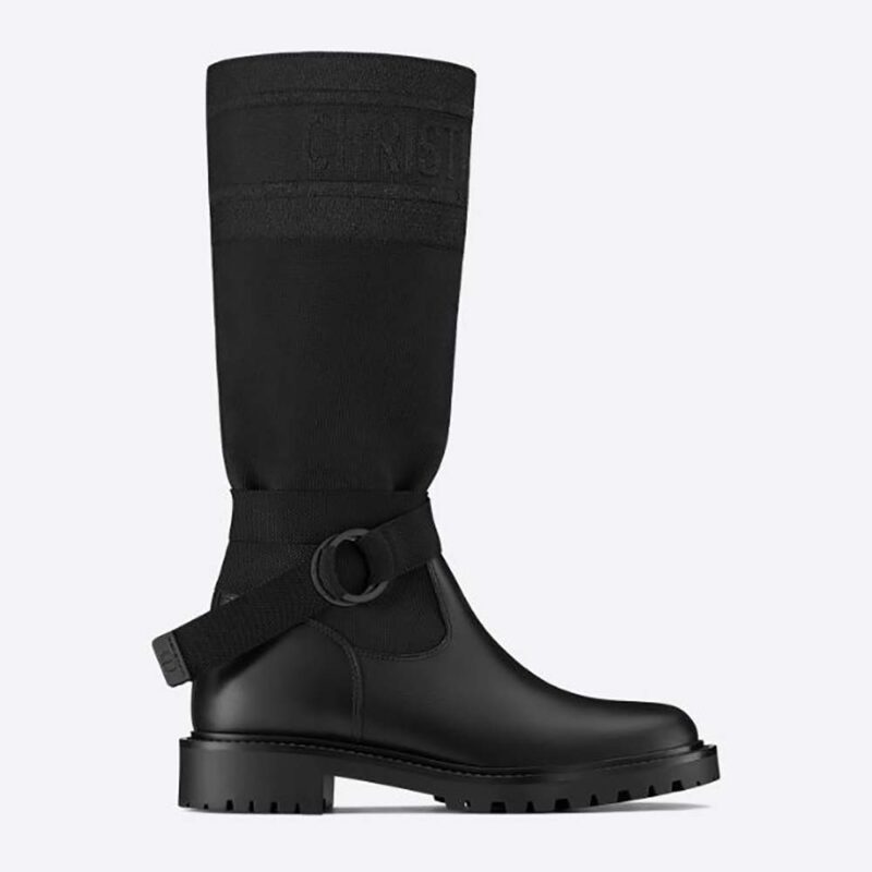 Dior Women D-Major Boot Black Technical Fabric and Calfskin