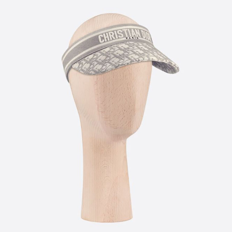 Dior Women D-Oblique Visor Gray Cotton