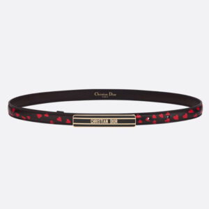 Dior Women Dior-id Belt Navy Blue I Love Paris and Red Hearts Smooth Calfskin 15 MM