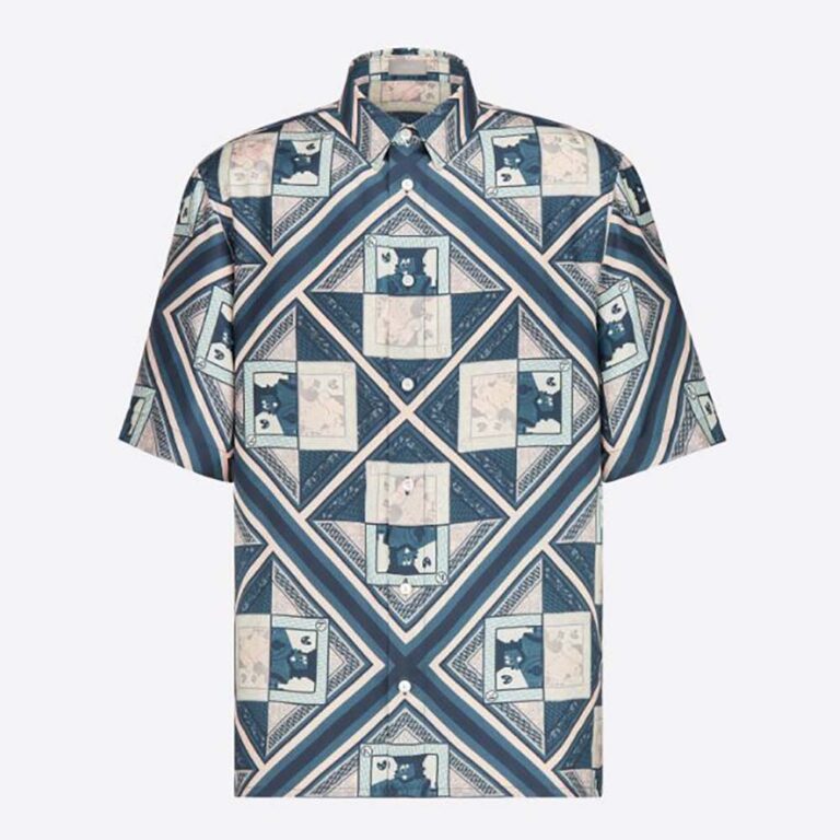 Dior Women Kenny Scharf Short-Sleeved Shirt Multicolor Silk Twill