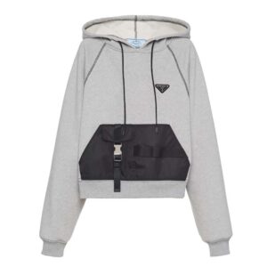 Prada Women Oversized Hoodie with Re-Nylon Inserts