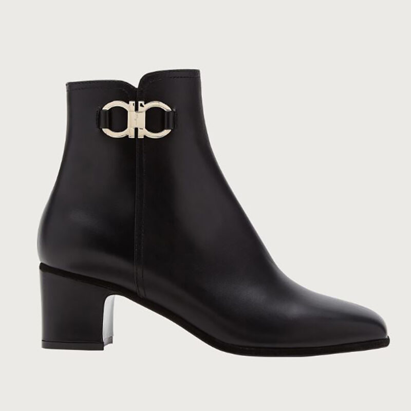 Salvatore Ferragamo Women Gancini Bootie in 55mm Heel-Black